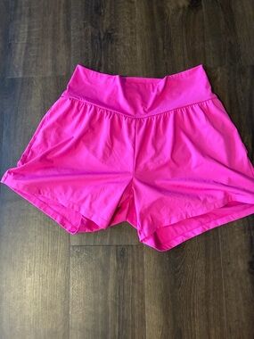 Halara Hot Pink Athletic Shorts Lined High Waisted XL Long Pocket